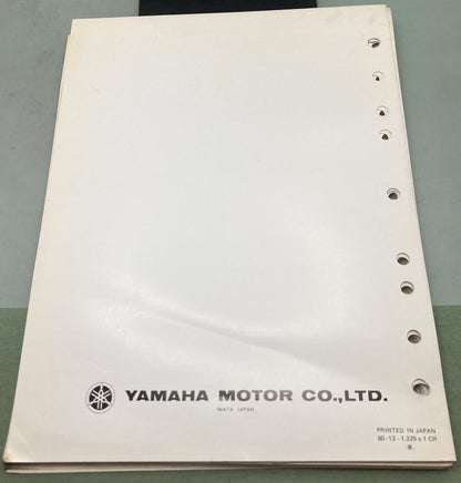 Genuine Yamaha LIT-12618-00-37 Snowmobile SR540E Service Manual 1980