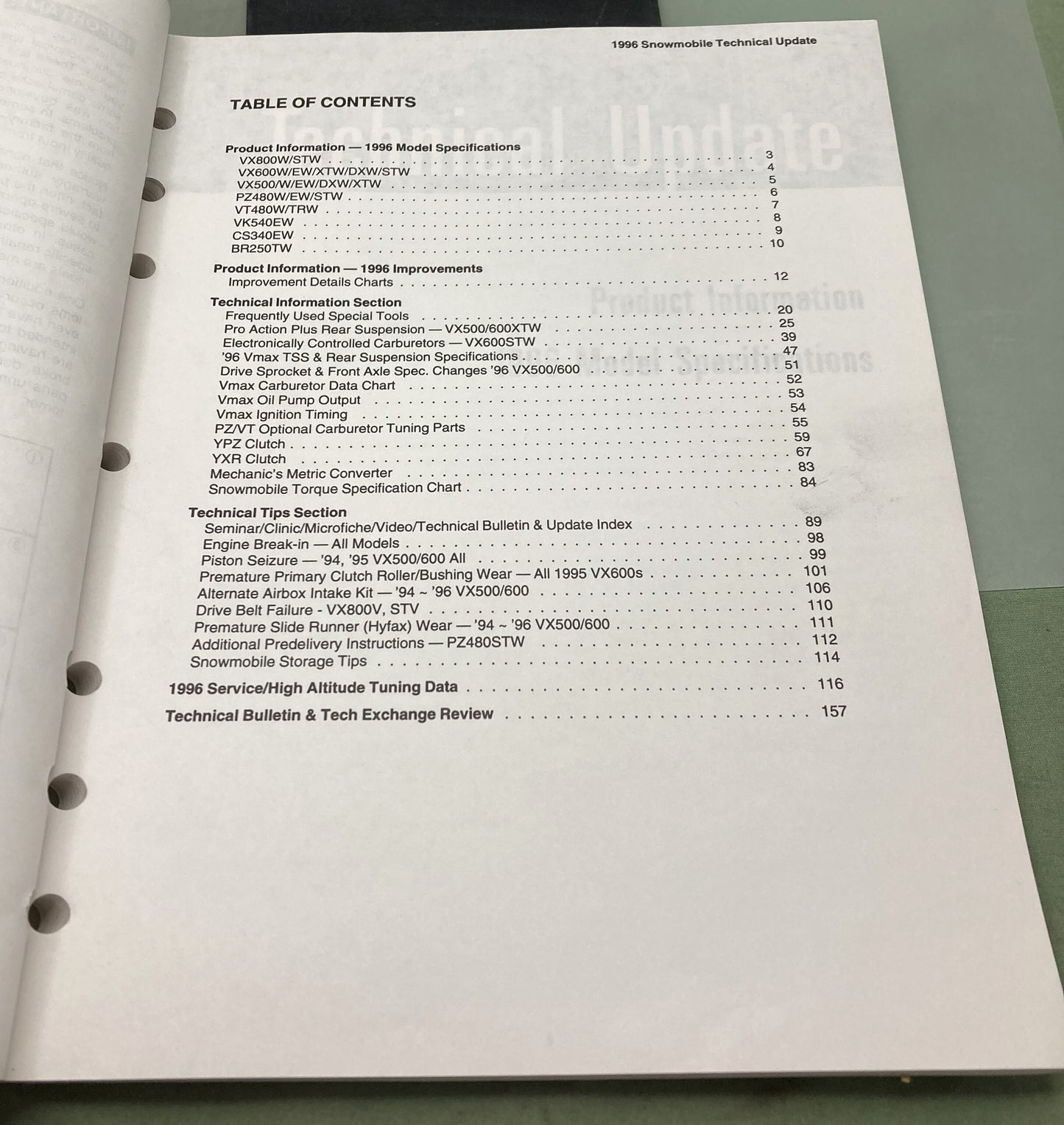Genuine Yamaha LIT-12468-00-96 Snowmobile Technical Update 1996