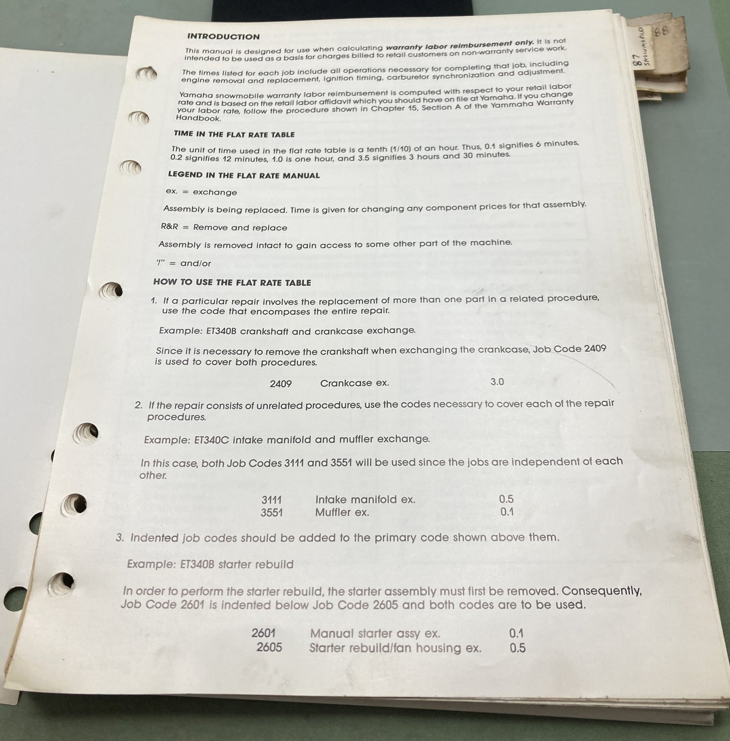 Genuine Yamaha LIT-12750-00-85 Snowmobile Warranty Flat Rate Manual 1984