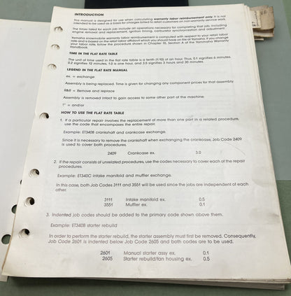 Genuine Yamaha LIT-12750-00-85 Snowmobile Warranty Flat Rate Manual 1984
