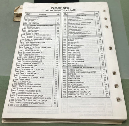 Genuine Yamaha LIT-12750-00-85 Snowmobile Warranty Flat Rate Manual 1984
