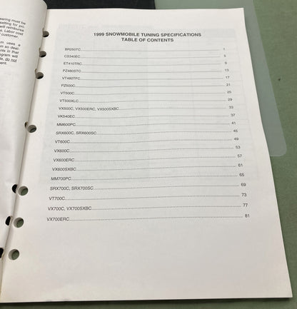 Genuine Yamaha 98-107 Power Launch Tuning Specifications 1999