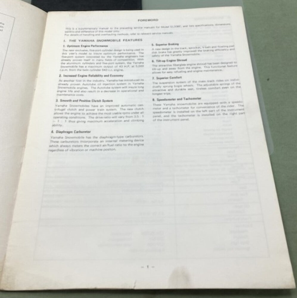 Genuine Yamaha GP643 Supplementary Service Manual 1971