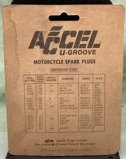New Genuine Accel 2413 U-Groove Motorcycle Spark Plug Set 453