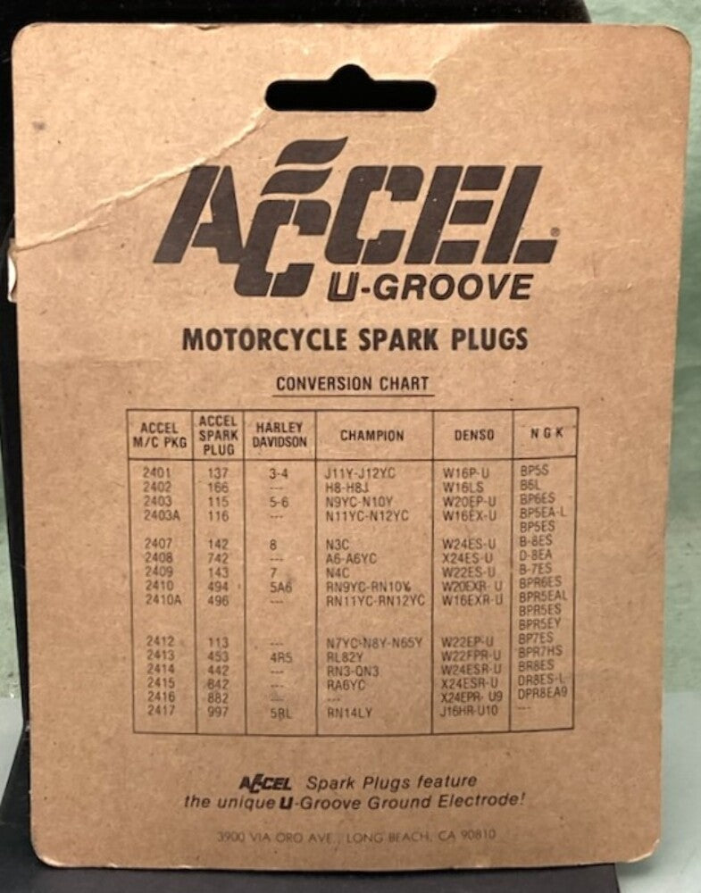 New Genuine Accel 2418 U-Groove Motorcycle Spark Plug Set 882