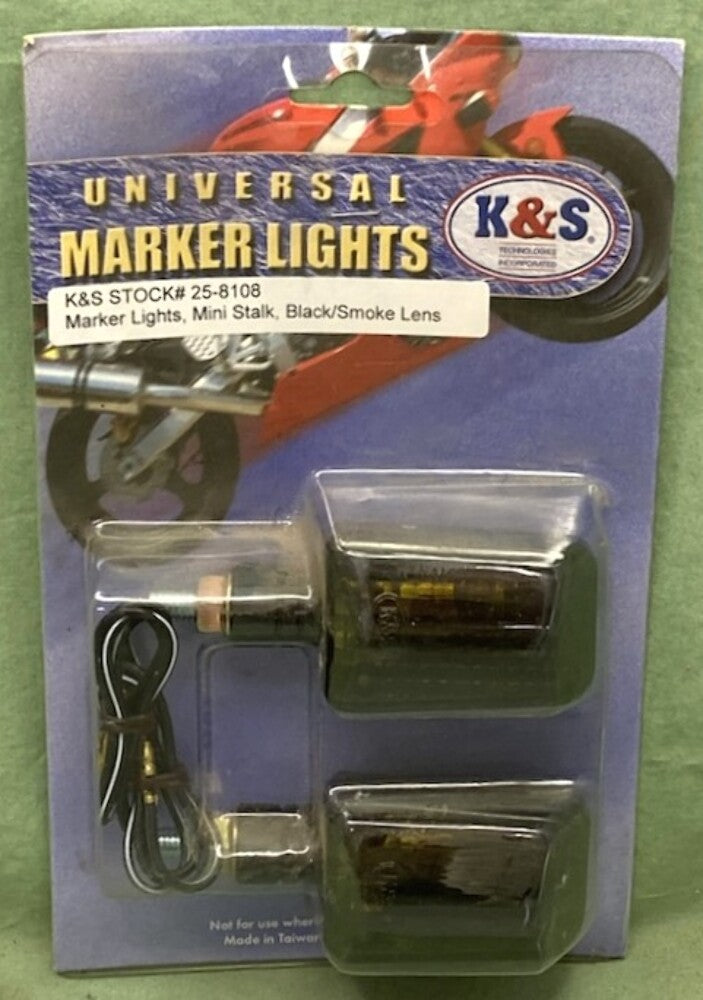 New Genuine K&S Technologies 25-8108 Marker Lights, Mini Stalk, Black/Smoke Lens