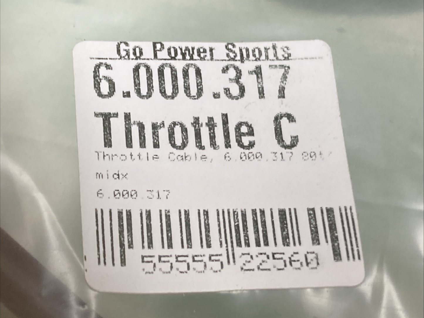NEW GENUINE GO POWER SPORTS 6.000.317 Go Kart Throttle Cable 72"