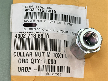 NEW REPLACES STIHL 4002-713-6810 COLLAR NUT M 10X1 L/H THREAD