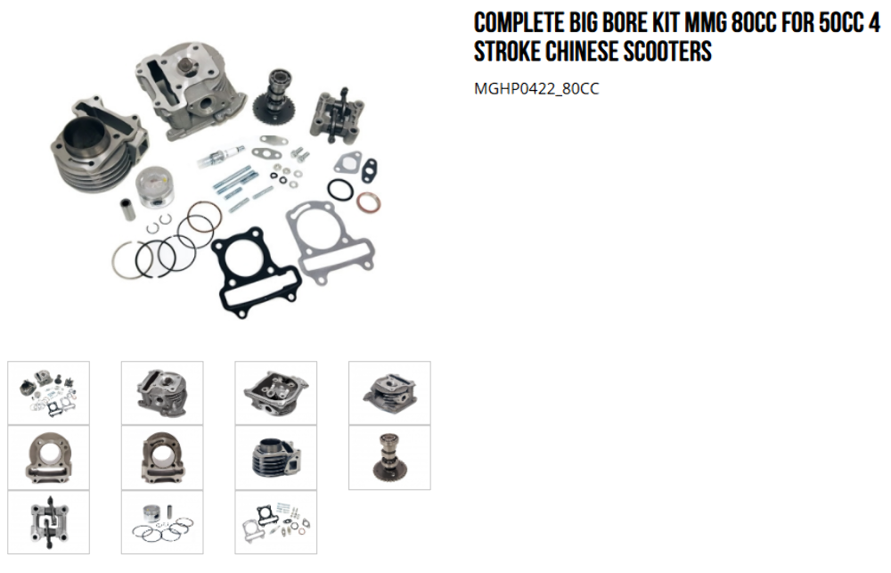 New MMG ModCycles MGHP0422_80CC Big Bore Kit 80cc for 50cc 4 Stroke Scooters