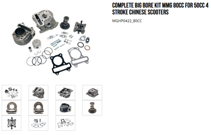 New MMG ModCycles MGHP0422_80CC Big Bore Kit 80cc for 50cc 4 Stroke Scooters