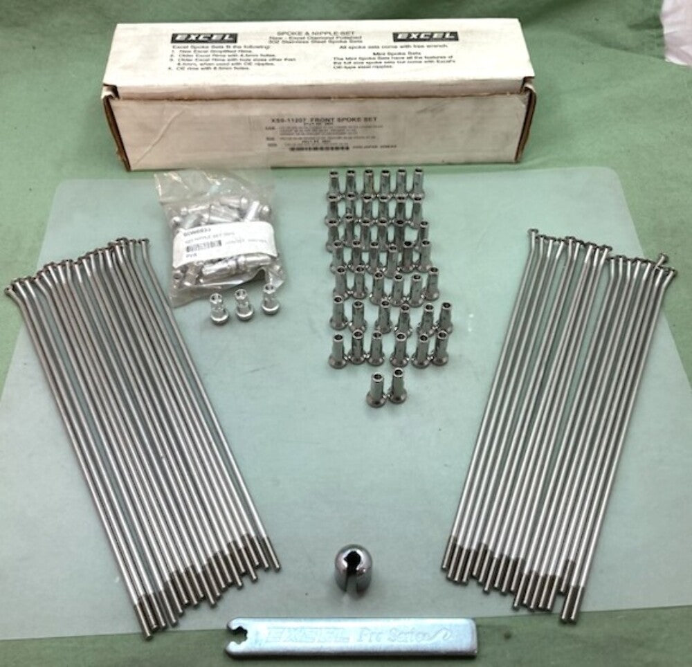 New Genuine Excel XS9-11207 Front Spoke and Nipple Set with Extra Nipple Set