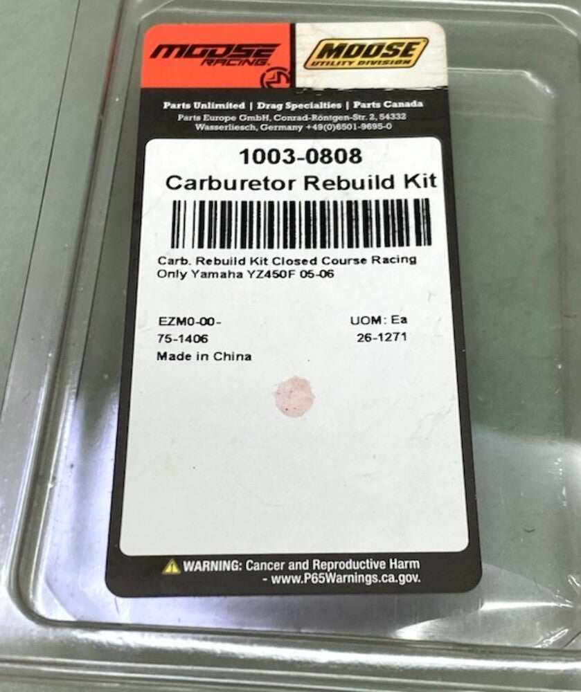New Genuine Moose 1003-0808 Carburetor Rebuild Kit