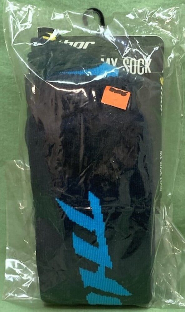 New Genuine Thor 3431-0214 S15 MX Sock Long Size 10-13 Black/Blue