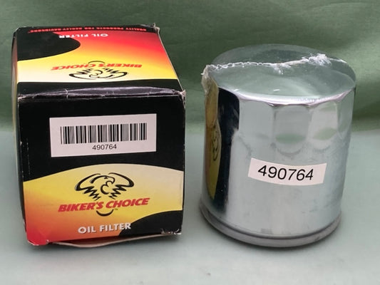 Biker's Choice 490764 CHROME Spin On Oil Filter New Genuine
