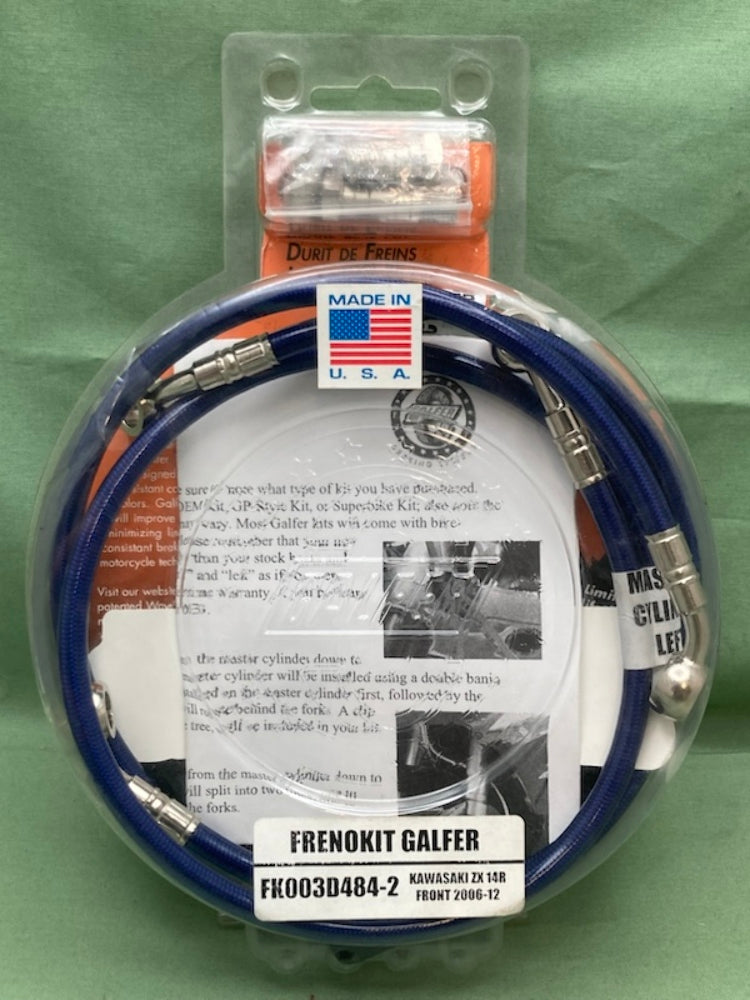Galfer FK003D484-2 Stainless Steel Front Brake Line Kit BLUE New Genuine