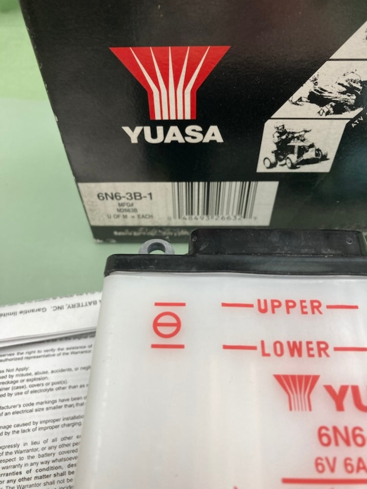 Yuasa 6N6-3B-1 Powersports Battery 6V Dry 3 7⁄8"x2 1⁄4"x4 3⁄8" New Genuine