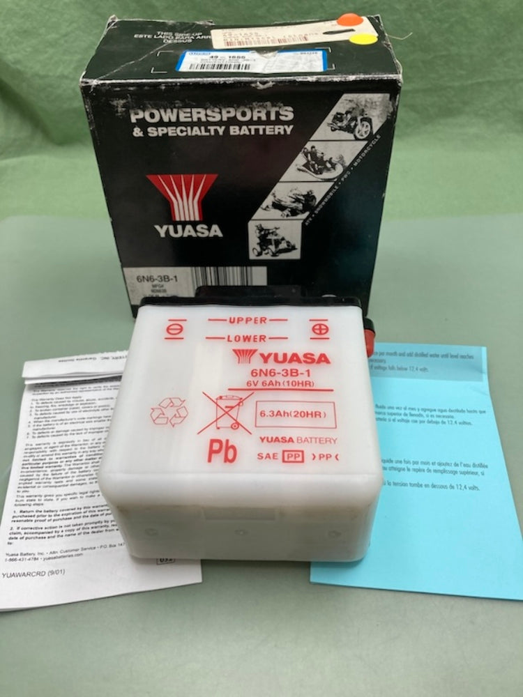 Yuasa 6N6-3B-1 Powersports Battery 6V Dry 3 7⁄8"x2 1⁄4"x4 3⁄8" New Genuine