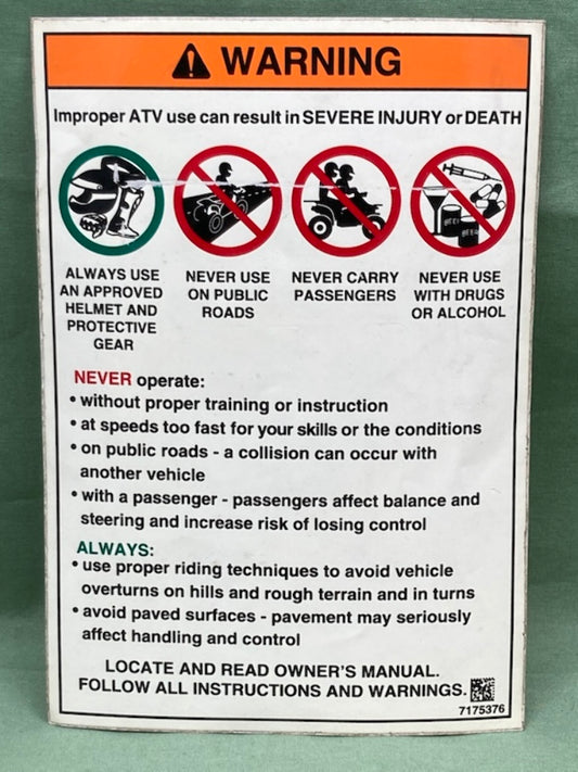 Polaris 7175376 Decal Warning General 7172560 New Genuine