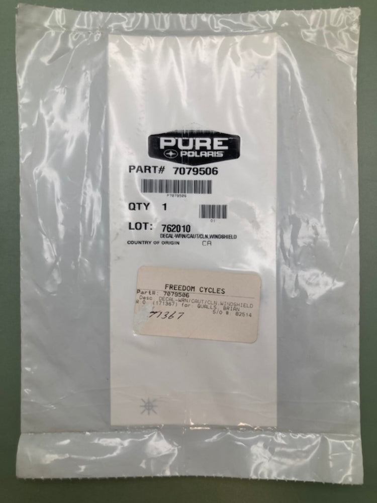 Polaris 7079506 Decal Warning Caution Clean Windshield New Genuine