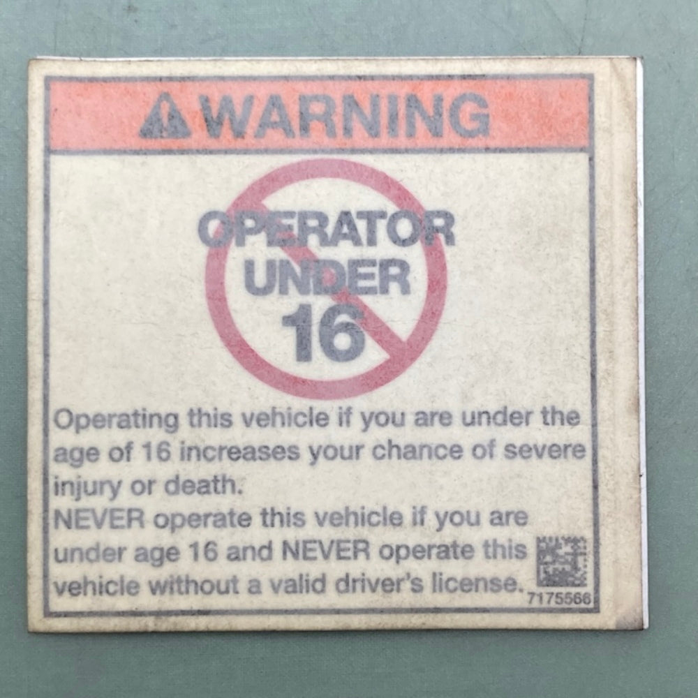 Polaris 7175566 Decal Age Warning 16 7175374 7172559 7175101 New Genuine