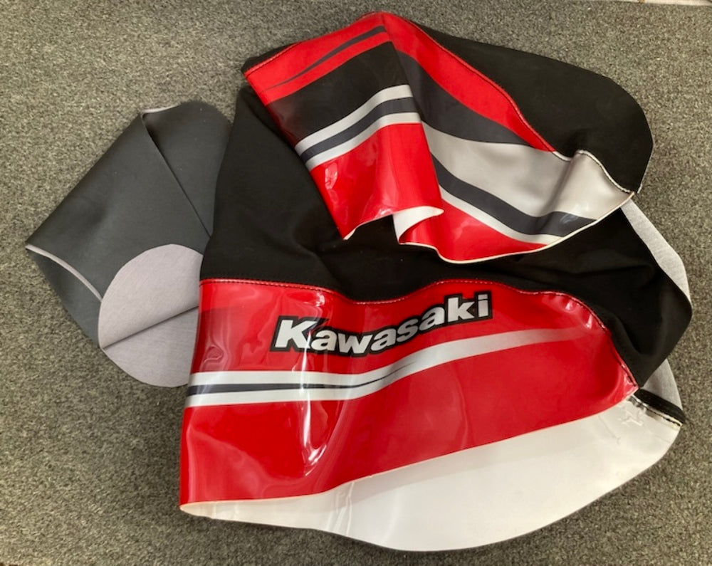 APDesigns W53001-001 Seat Cover RD BLK SLVR for Kawasaki New Genuine