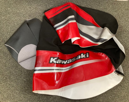 APDesigns W53001-001 Seat Cover RD BLK SLVR for Kawasaki New Genuine