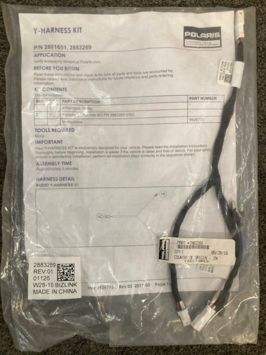 Polaris 2883269 K Audio Y Harness Kit 2881651 New Genuine