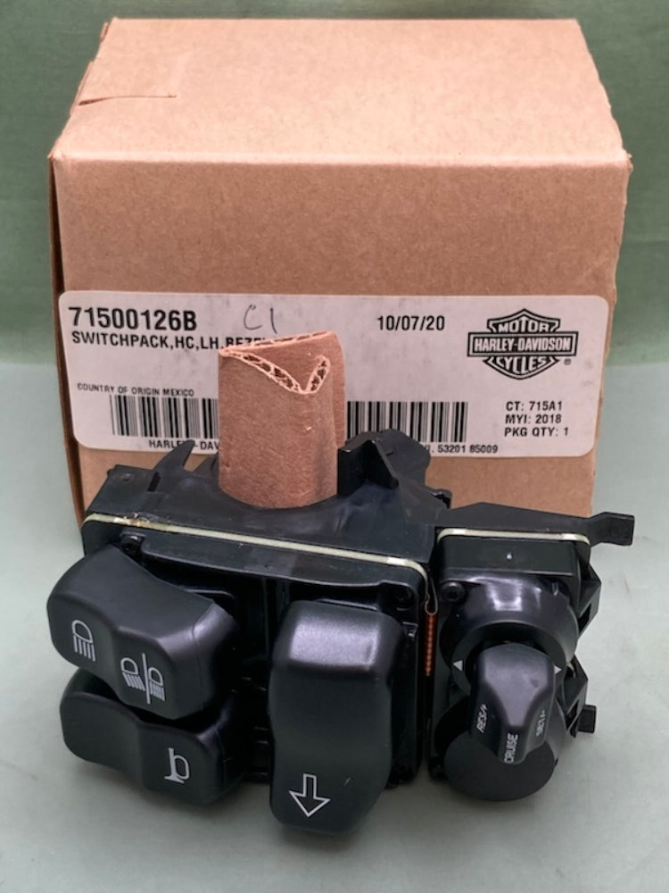 Harley Davidson 71500126B HAND CONT SWITCHPACK LH BEZEL and CRUISE New Genuine