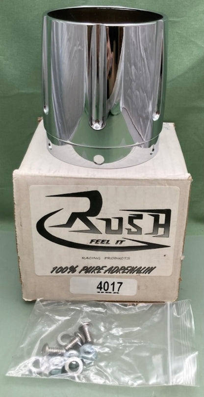 Rush 4017 Chrome  Exhaust Tip 4 in Taper w/ Horizontal Grooves New Genuine