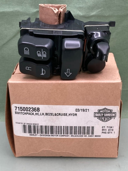 Harley Davidson 71500236B HAND CONT SWITCHPACK ASSY LH CRUISE HYDR New Genuine