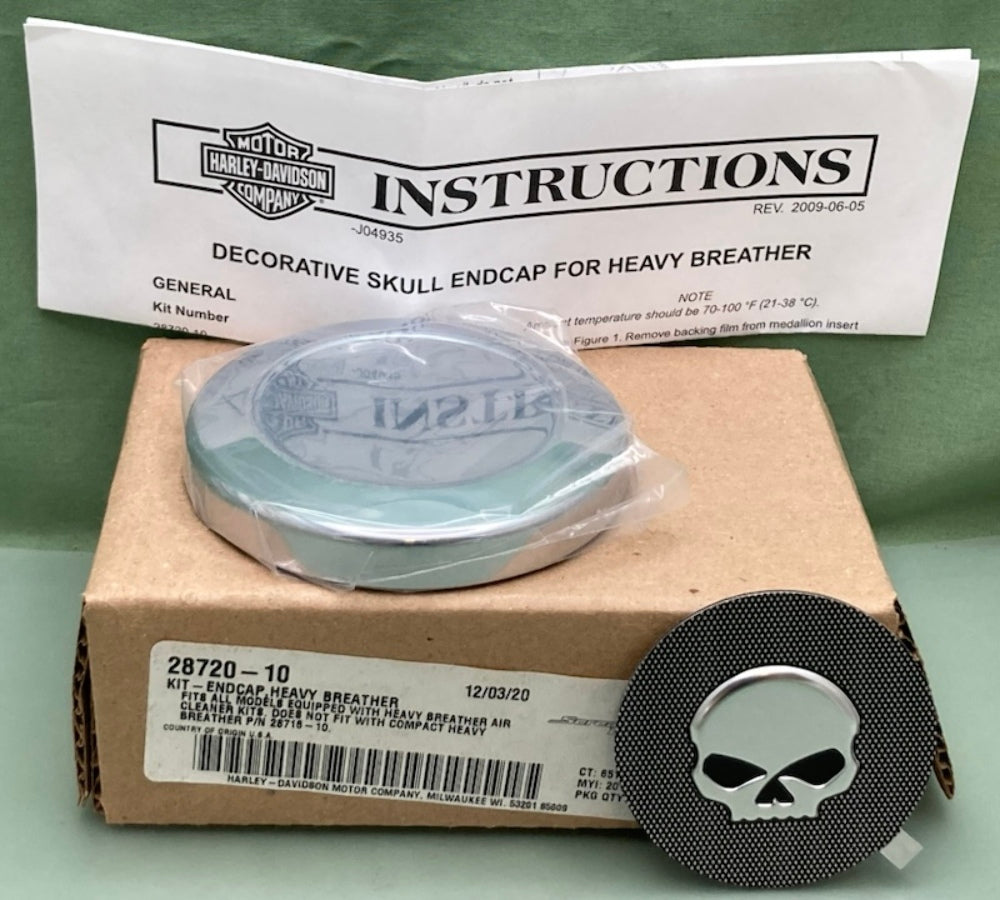 Harley Davidson 28720-10 Skull Heavy Breather Decorative Endcap New Genuine