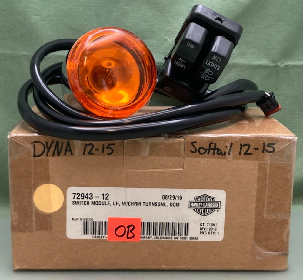 Harley Davidson 72943-12 Switch Module LH W/ Chrome Turn signal New Genuine