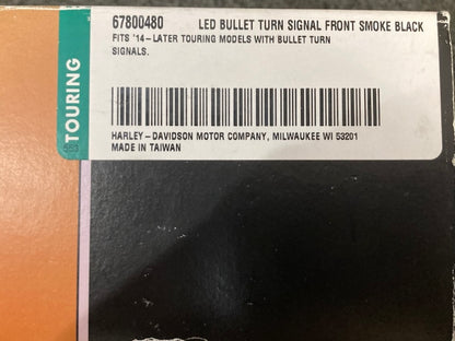 Harley Davidson 67800480 LED Bullet Turn Signal Front SMOKE BLACK New Genuine