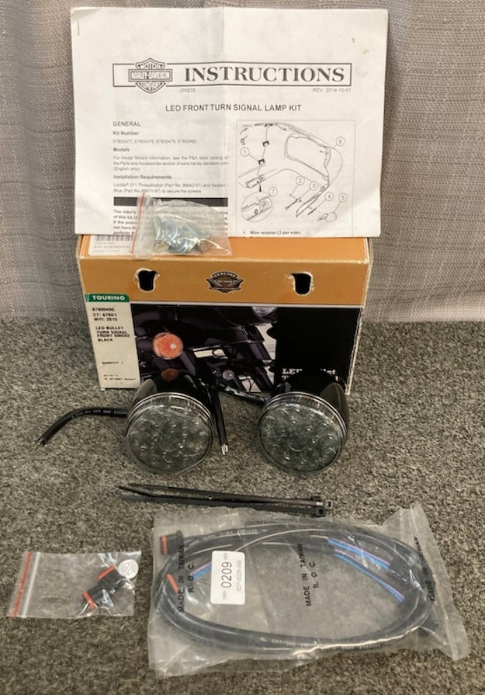 Harley Davidson 67800480 LED Bullet Turn Signal Front SMOKE BLACK New Genuine