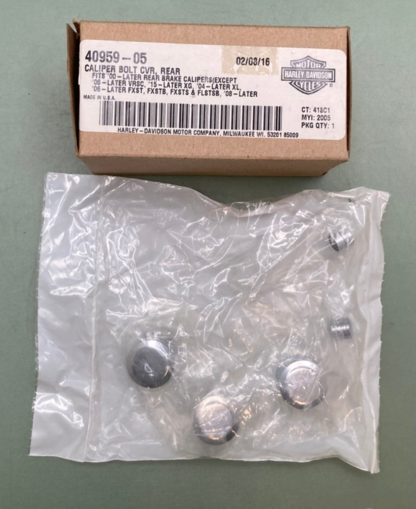Harley Davidson 40959-05 CALIPER BOLT COVER KIT REAR New Genuine