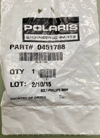 Polaris 0451788 Scr W/Jam Nut Throttle Stop  New Genuine