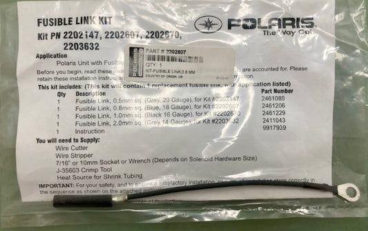 Polaris 2202670  Kit, Fusible, Link, 1.0Mm New Genuine