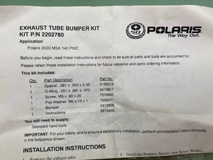 Polaris 2202780 Exhaust Tube Bumper Kit New Genuine