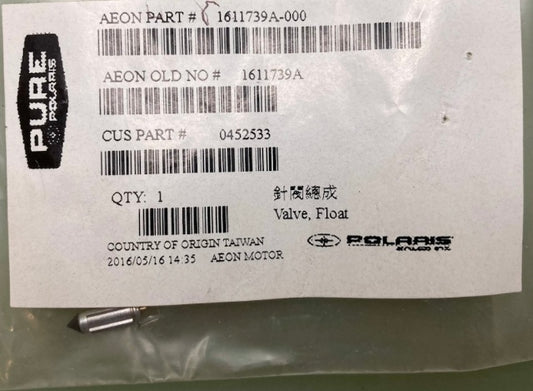Polaris 0452533 Valve, Float New Genuine