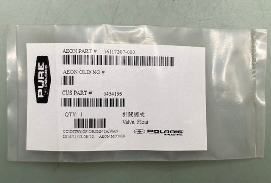 Polaris 0454199 VALVE, FLOAT New Genuine