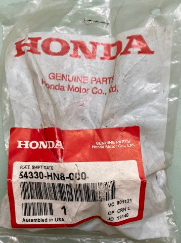 Honda 54330-HN8-000 Plate, Shift, Gate New Genuine