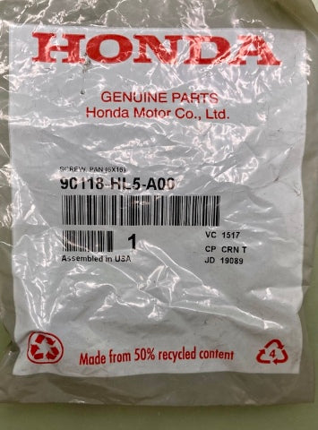 Honda 90118-HL5-A00 Screw, Pan, (6X16) New Genuine
