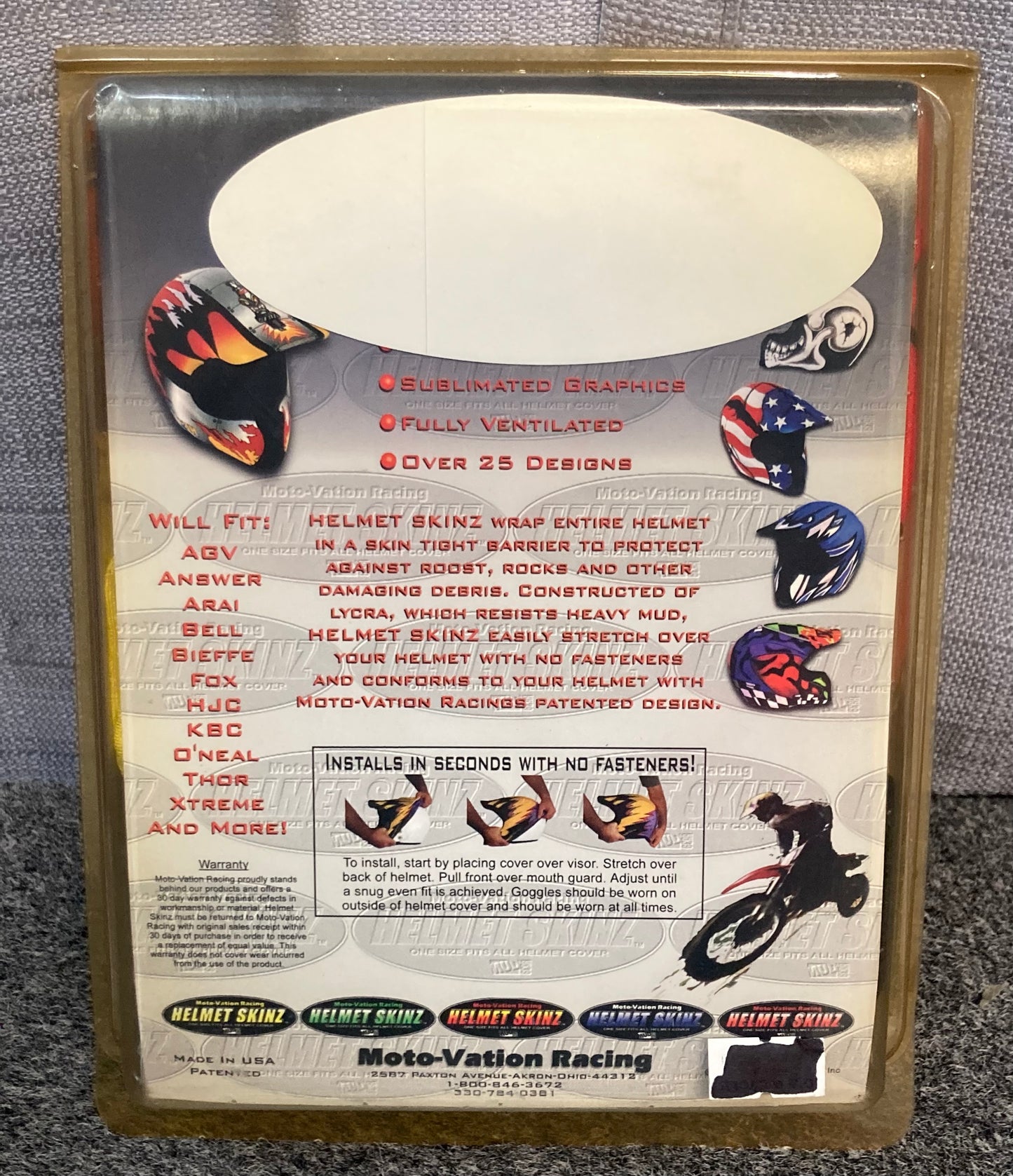 New Genuine Moto-Vation Racing Helmet Skinz Wrap Cover, Red and Yellow