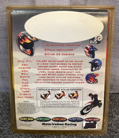 New Genuine Moto-Vation Racing Helmet Skinz Wrap Cover, Red and Yellow
