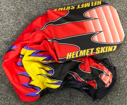 New Genuine Moto-Vation Racing Helmet Skinz Wrap Cover, Red and Yellow