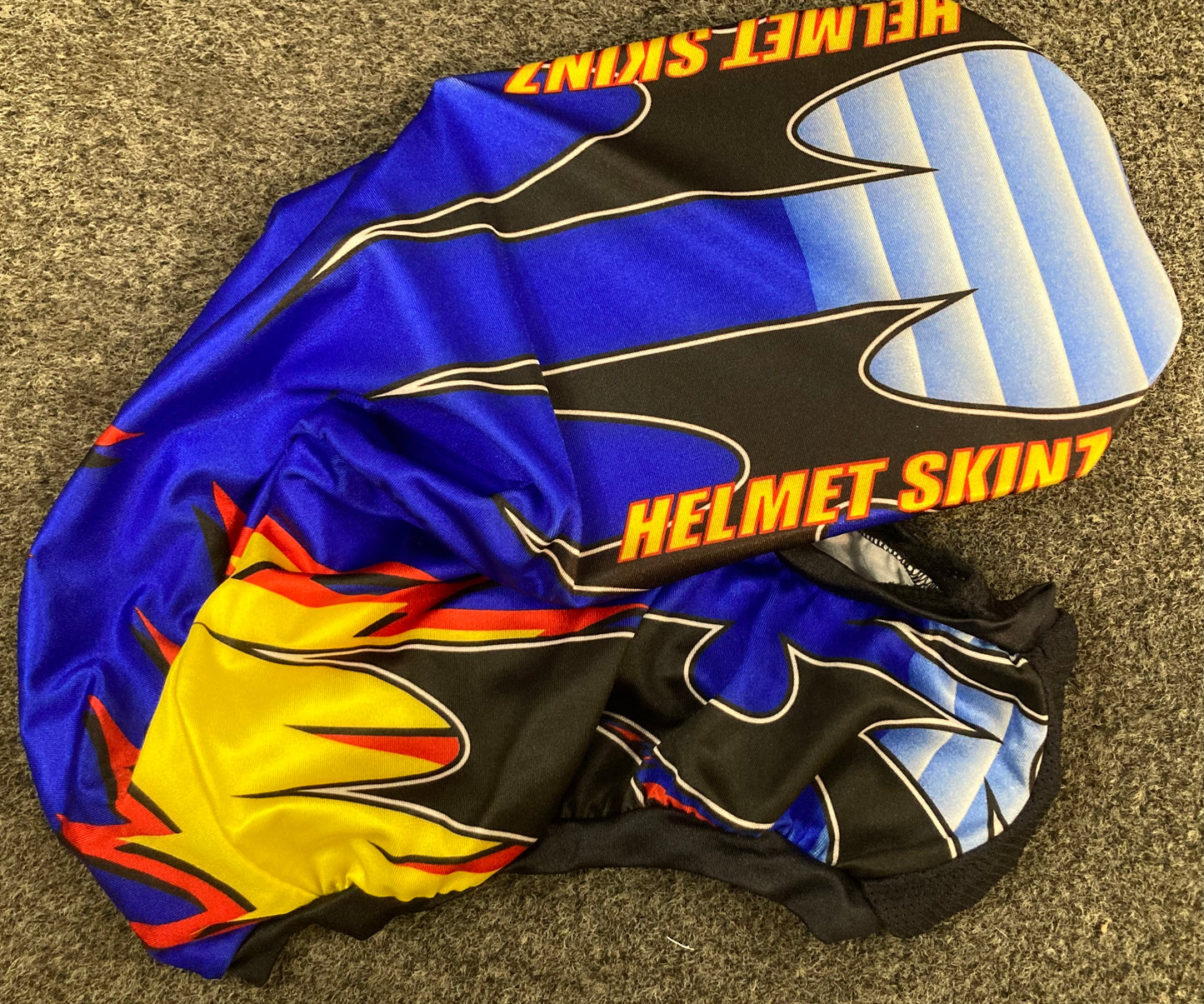 New Genuine Moto-Vation Racing Helmet Skinz Wrap Cover, Blue, Red and Yellow