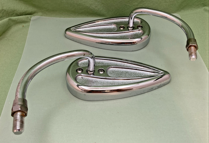 ARLEN NESS 13-036 13-035 Chrome Left & Right Teardrop Mirror, Steel Stem