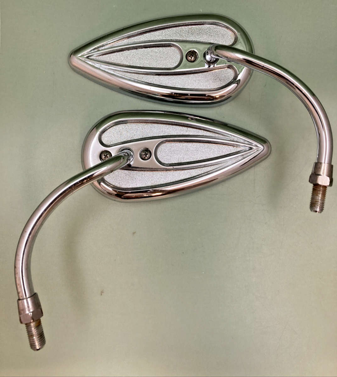 ARLEN NESS 13-036 13-035 Chrome Left & Right Teardrop Mirror, Steel Stem