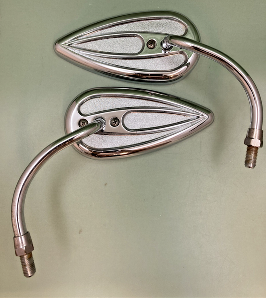 ARLEN NESS 13-036 13-035 Chrome Left & Right Teardrop Mirror, Steel Stem