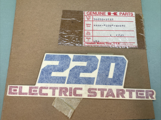 NEW GENUINE KAWASAKI 56050-1033 MARK,REAR FENDER, 220 FOR WHITE